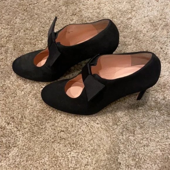 Kate Spade Bavila Black Suede Bow Heels shoes size 6 like new no tags - Picture 2 of 7